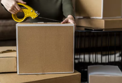 Packing tape on a box